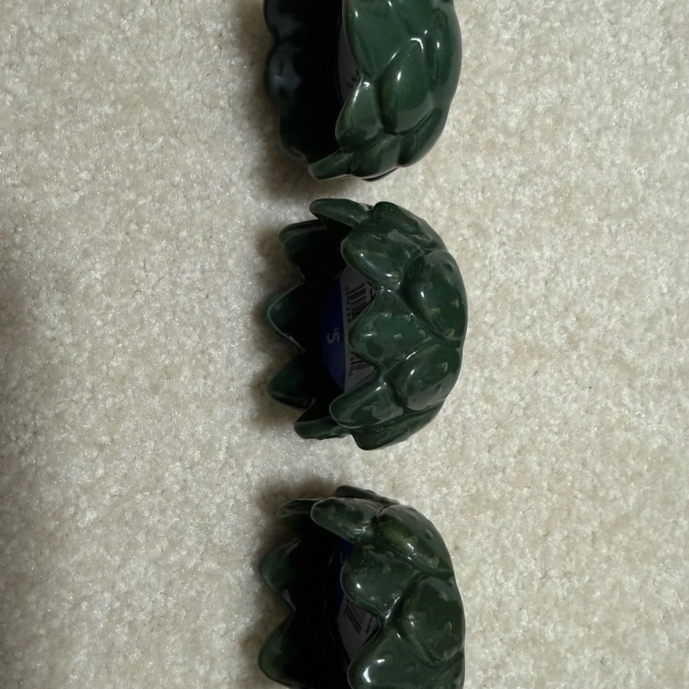 Green Ceramic Artichoke/ Cactus Votive Candle Holders NWT - Picture 2 of 8